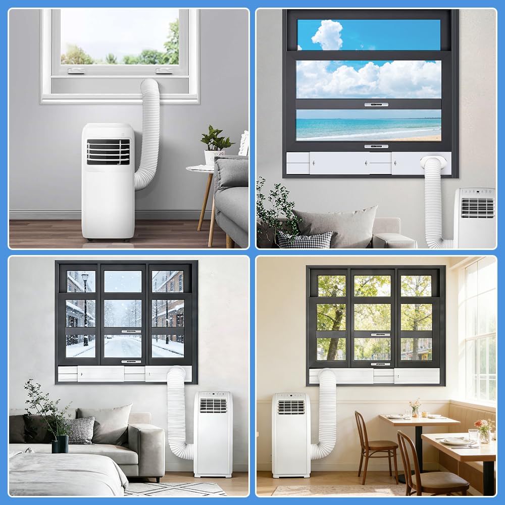 Kit Ventana Corredera Aire Acondicionado Portatil, 4 Piezas Kit de Ventilación de Ventanas de Aire Acondicionado Portátil, Kit Ventana Aire Acondicionado para Ventana de 43-140cm