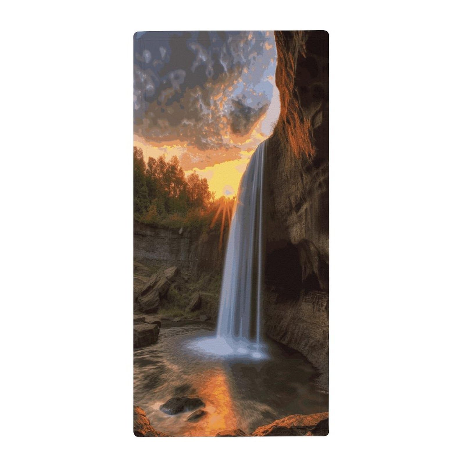 FekiLoot Waterfall at Sunset Hand Towels Coral Velvet Highly Absorbent Towel,Classic Luxury Printed Hand Towels Soft Hands Face Towel for Bathroom Kitchen Salon Workout 13.8 X 28.7 in
