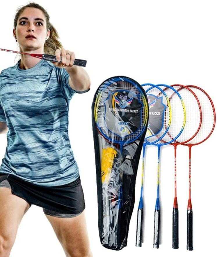 19pcs/Set Professional Badminton Rackets Set Family Double Badminton Racquet Alloy Lightest Playing Badminton
