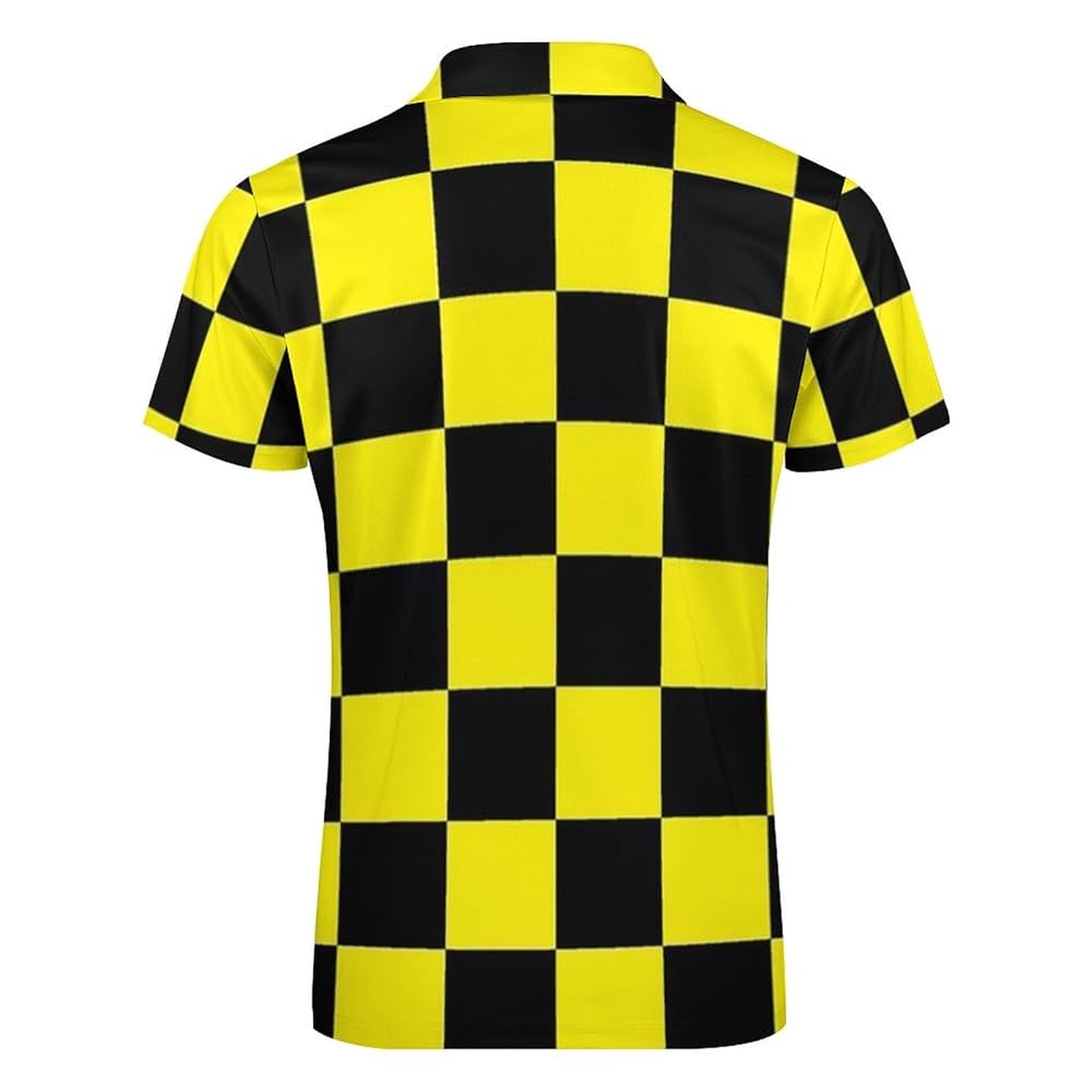 トップス polo sports l/s plaid check shirt yellow Amazon.com : Yellow Black Plaid Checkered Men's Polo