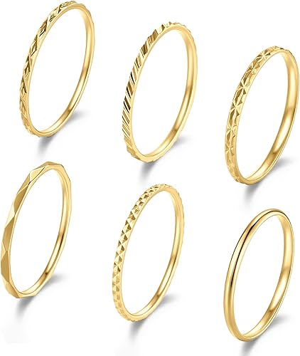 Miniatura 1 de PNYFIL Anillos gruesos de oro y plata para mujer, anillos de oro de 18 quilates para mujer, sin deslustre, sin deslustre, joyería de oro para