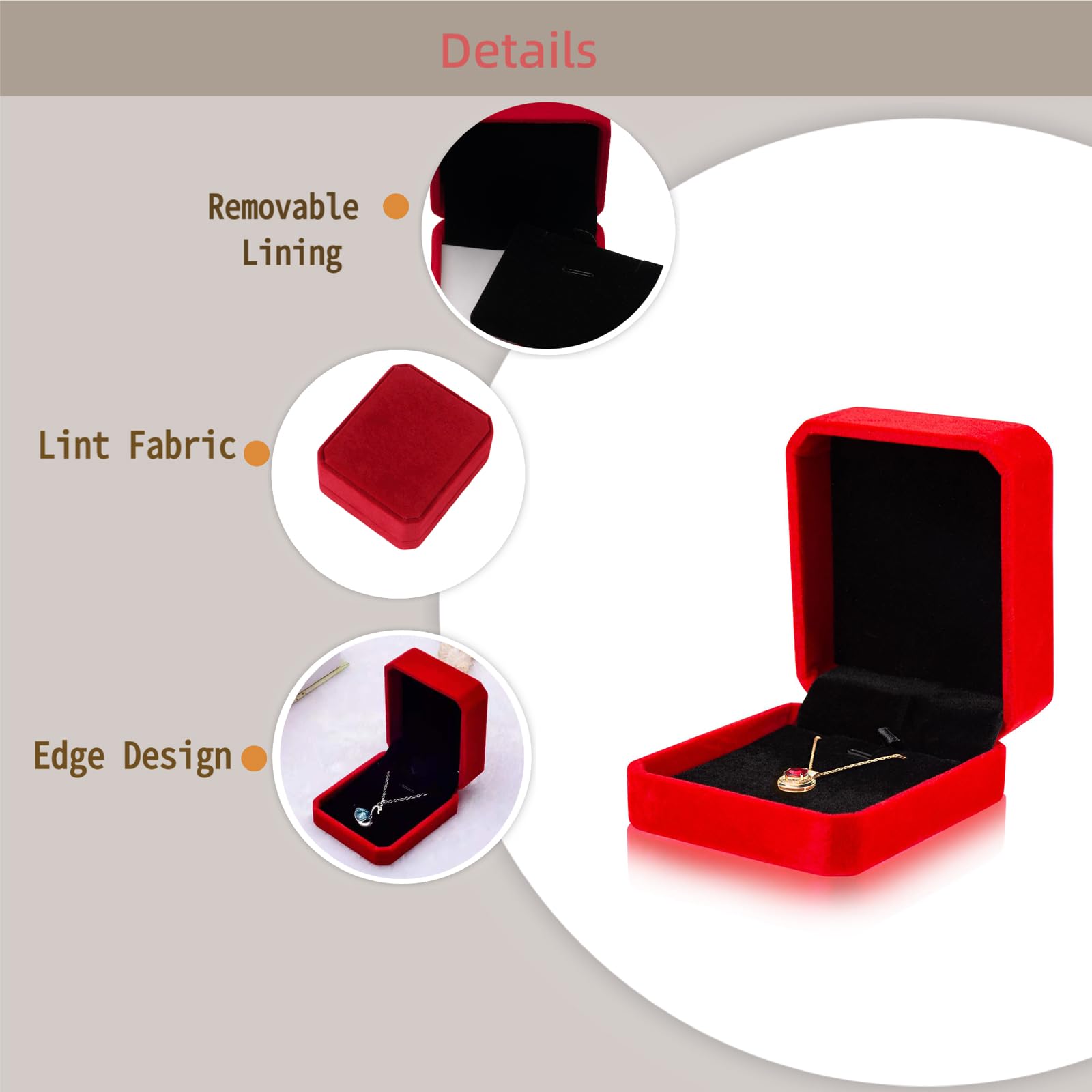 TIKIYOGI Set Di Gioielli In Velluto – Scatola Porta Gioielli Con Ciondolo, Bracciale E Orecchini, Espositore Per Collane, Custodia Da Matrimonio, Rosso Vino