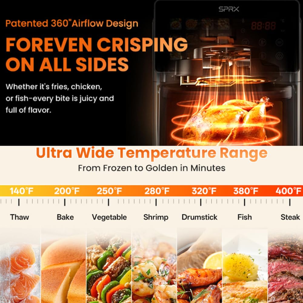 Air Fryer Grande 5+5 Litros, Freidora de Aire de Doble Cesta Airfryer con Ventana,Multifunción 12 en 1, Revestimiento antiadherente apta para lavavajillas e incluye un obsequio