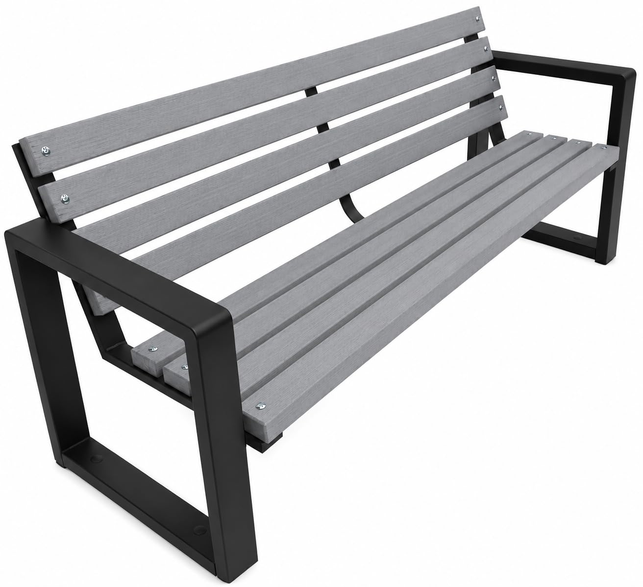 Banc de Jardin en Bois 125 cm, Banc Extérieur Jardin en Métal 500 kg
