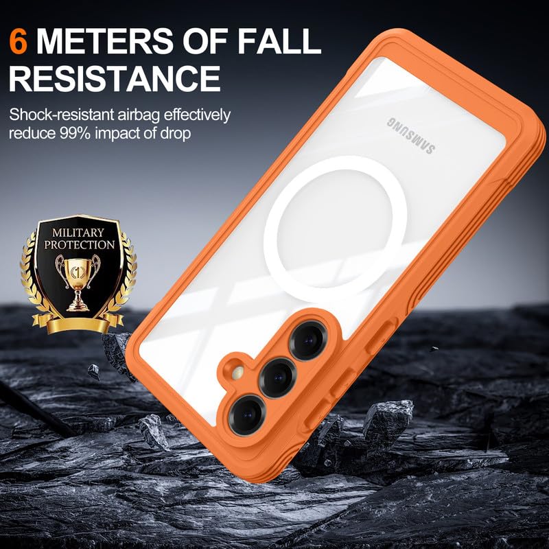 Image of LuxuryKase Shockproof Front & Back Cover for Samsung Galaxy S26 with Full Body Protection | Strong Grip | Camera & Screen Guard | Wireless Charging Support | Durable TPU+PC Design - Orange