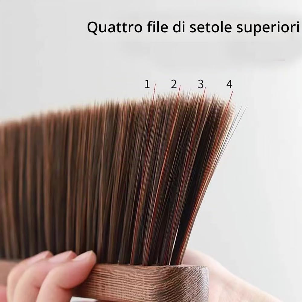 Scopa a Mano Setole Morbide Spazzola con Manico in Legno per Pulizia Letto Divano Mobili