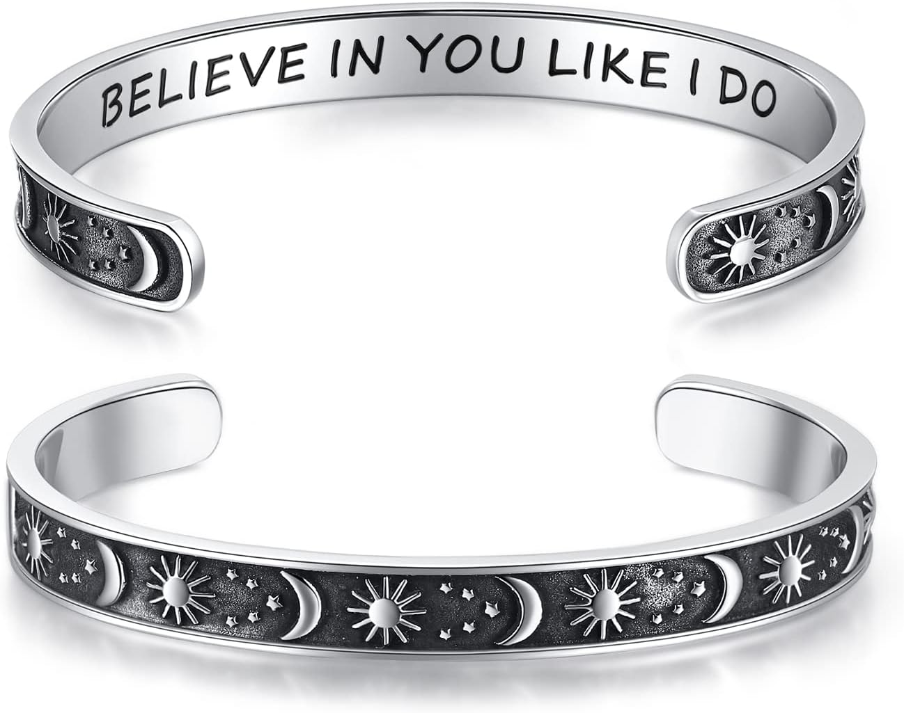 Inspirational Bracelets for Women Teen Girls Personalized Gifts for Daughter Granddaughter Mom Sister Friends Stainless Steel Engraved Cuff Birthday Easter Christmas