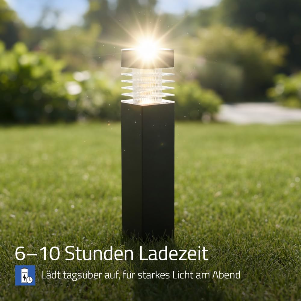 RexTech Solar Wegeleuchten Condor 8er-Set, Erdspieß, 3000K | 12 Lumen, Dämmerungssensor, bis zu 6 Stunden Laufzeit, für Wege, Beete und Rasen