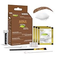 Vista 1 de MinaiBrow Kit de tinte marrón claro Polvo de tinte natural para cejas con pincel Tinte a prueba de agua y manchas, kit de tinte instantáneo