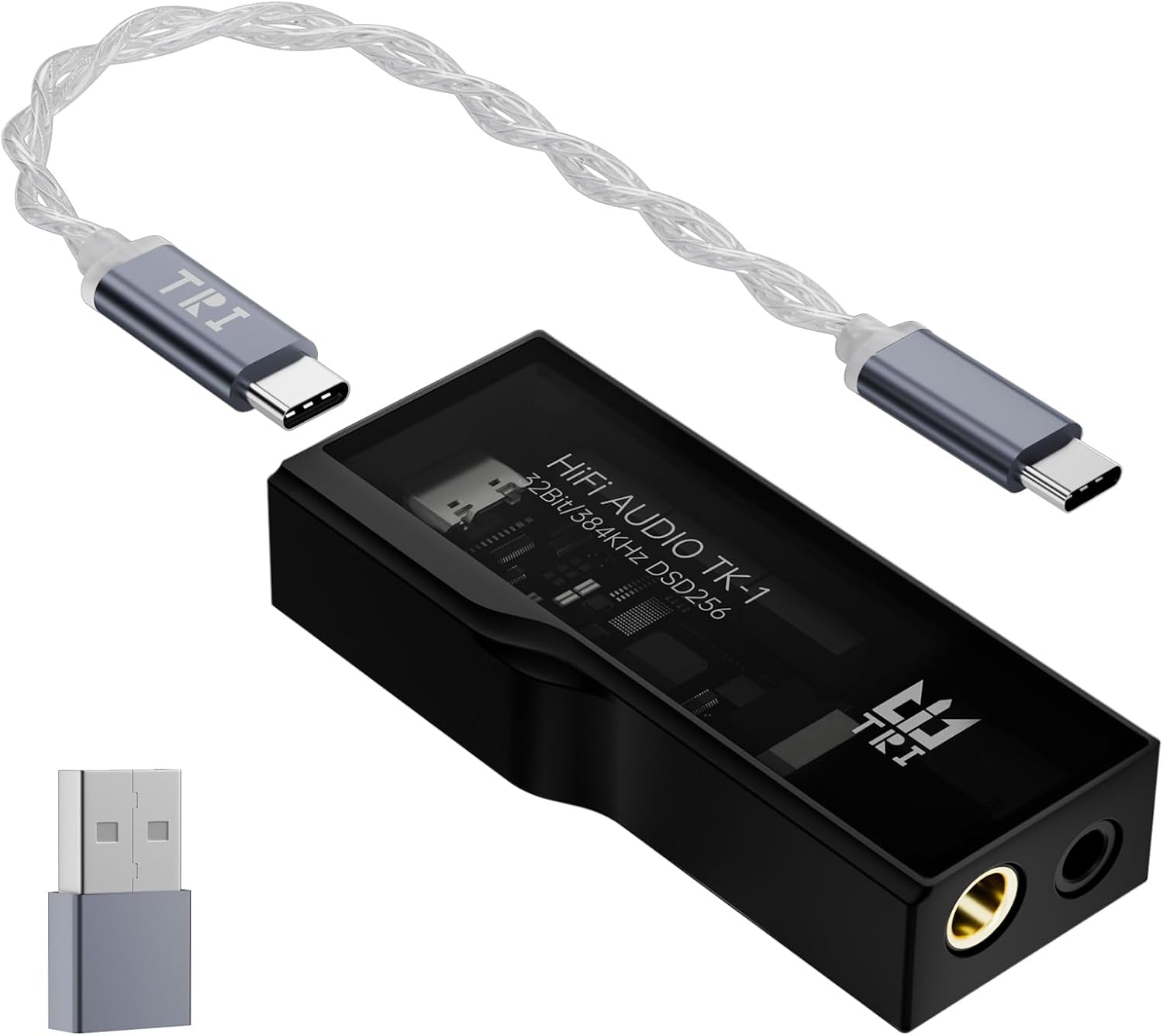 USB C DAC Headphone Amp Mini Amplifier, USB C to 3.5mm/4.4mm Amp with Dual CS43131 Decoder, TRI TK1 Headphone Splitter for 2 Earbuds Portable IEM DAC for KZ ZS10 PRO ZAR in Ear Monitor (TYPE-C Jack）