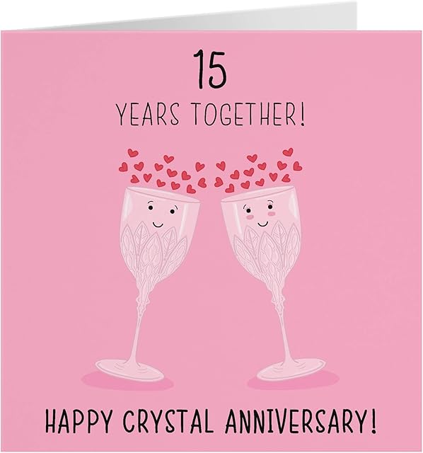 15th Wedding Anniversary Card - Crystal Anniversary - Iconic Collection