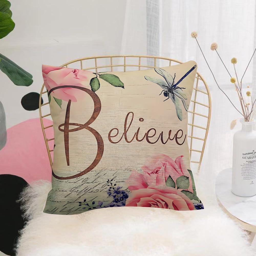 HYOSXW Cushion Cover,Throw Pillow Case Home Decorative for Living Room Bedroom Sofa Chair 16X16 Inch,Cute Painted Watercolor Rose Flowers Backgrounds,Pillowcase 40X40cm