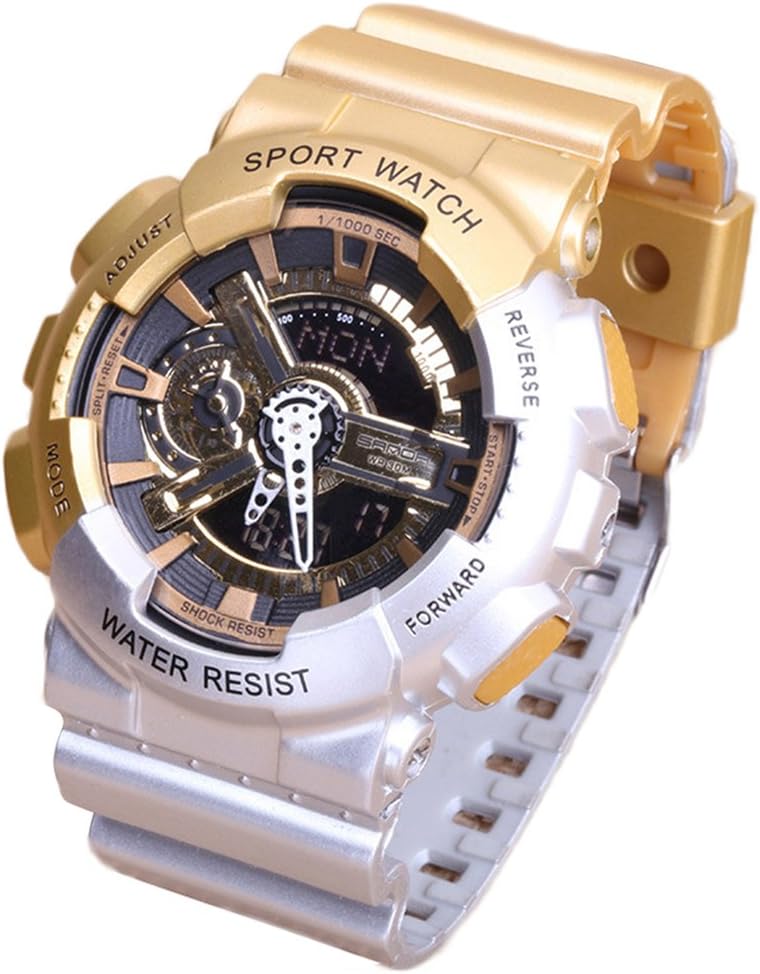 Multi-Function Fashionable Outdoor Waterproof Sport Kids Watch For Boys Girls Wrist Watches Gold+Silver
