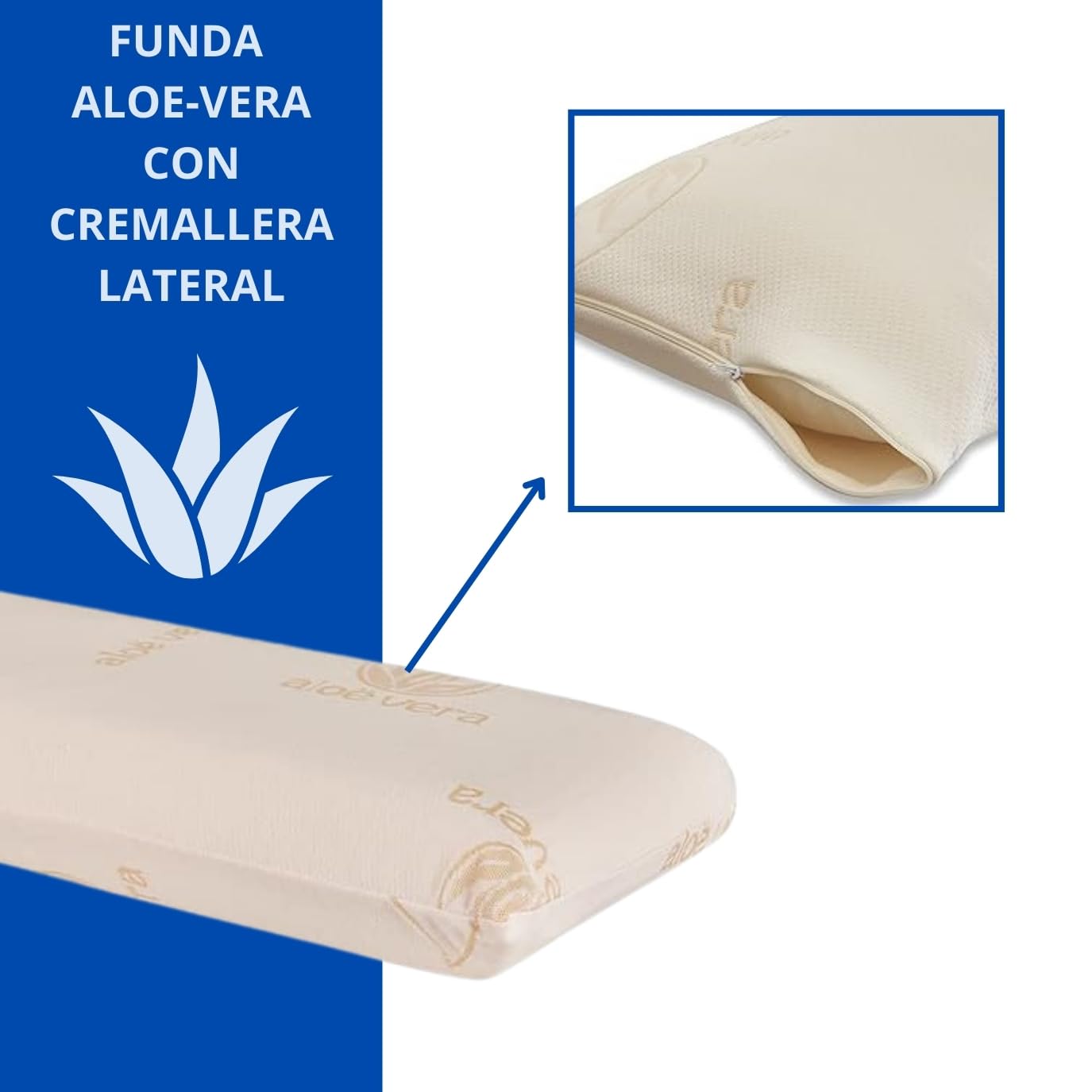 DECASATEXTIL®- Pack de 2 Almohadas Viscoelasticas 80cm para un Descanso de Calidad- Tejido Aloe Vera Plus, con núcleo Viscoelástico, indeformable, hipoalergénico, Termorregulador.