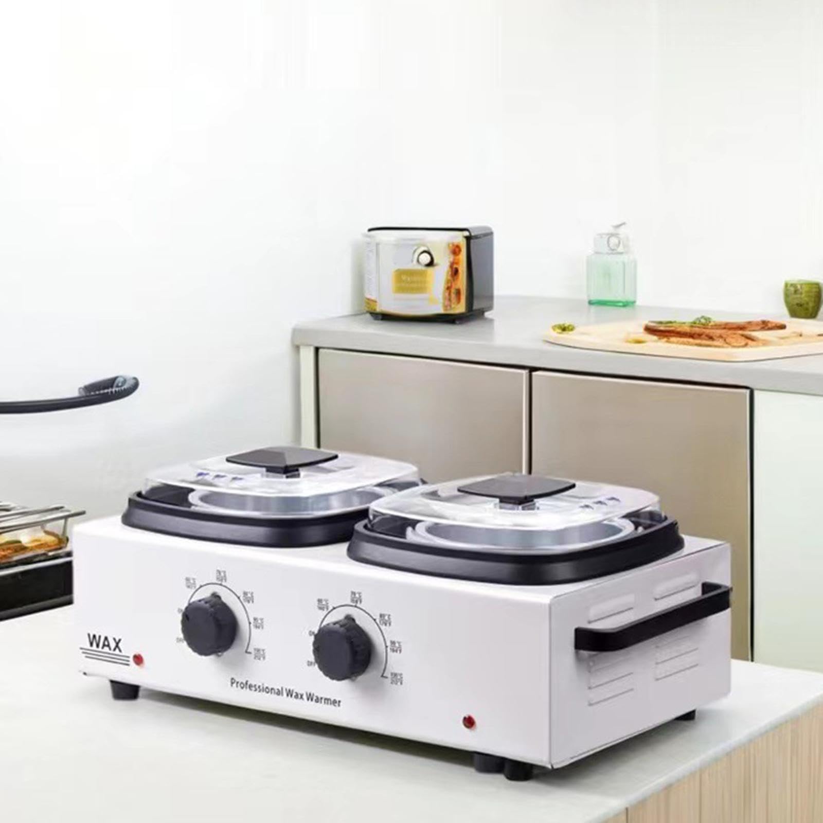Generic Máquina Eléctrica Profesional para Cera Depilatoria Calentador de Doble Recipiente con Termostato Ajustable Diseño Compacto en PP Adecuado P