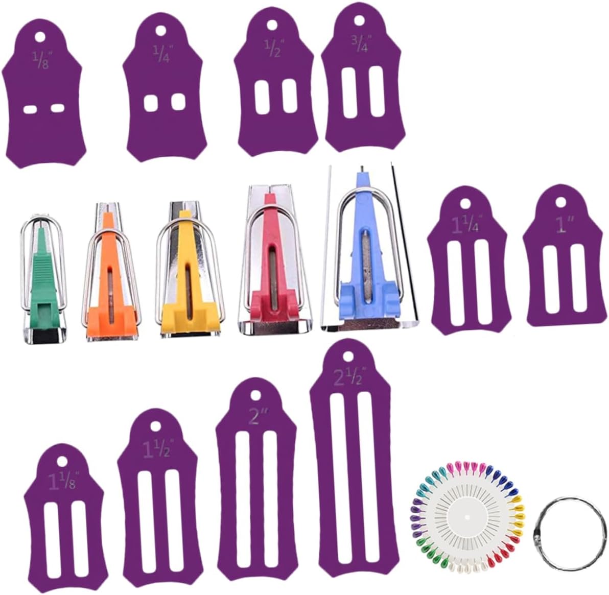 Hohopeti Sewing Tool Kit 16pc Quilting Bias Tape Maker Essential Sewing Supplies for Quilting Dressmaking
