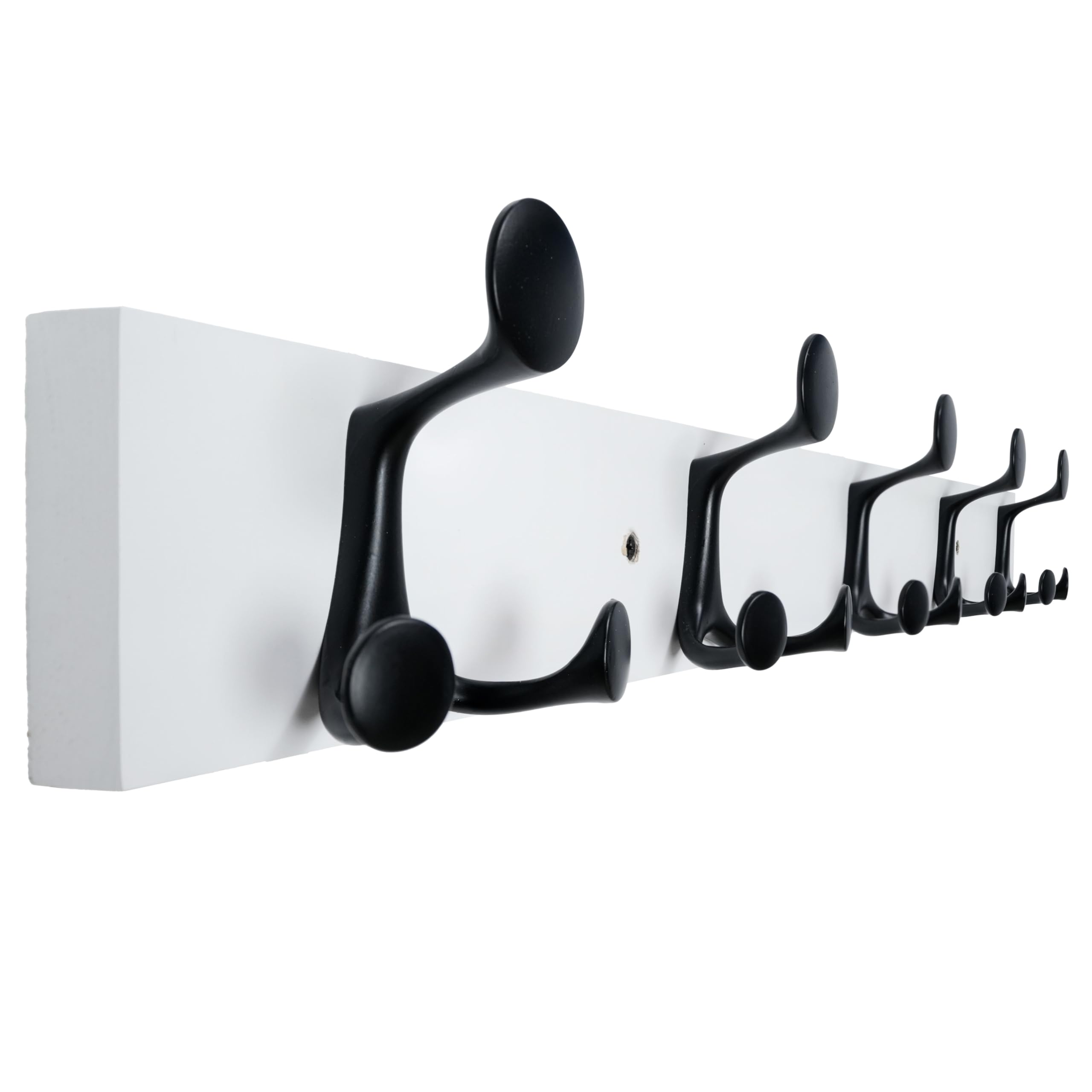 WEBI Coat Rack Wall Mount,76cm Solid Wood Coat Hooks Wall Mounted Coat Hanger,Heavy Duty Hook Rack Rail,5 Triple Hooks for Hanging Coats,Jacket,Clothes,Hat,Backpack,White