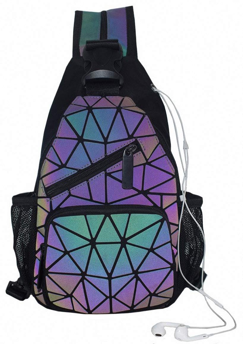 Ulalaza Women's 618-5 Geometric Luminous Tote Bag Holographich Purses And Handbags Flash Reflactive Crossbody Bag For (618-5)