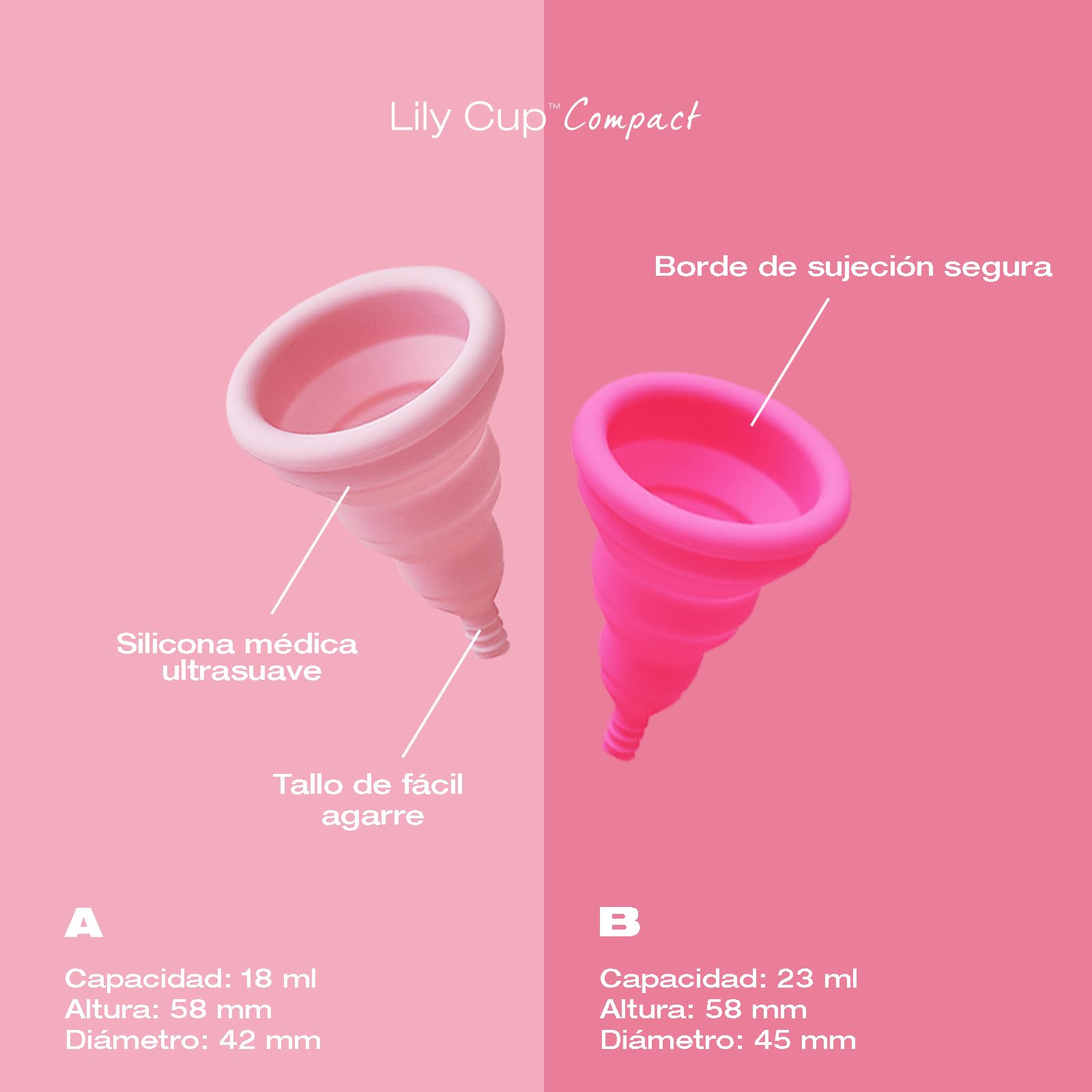 INTIMINA Lily Cup Compact Talla A: Copa Menstrual Pequeña con Diseño Compacto Plegable para Fujo Ligero o Medio. Una de las Mejores Copas Menstruales