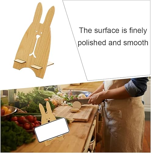 Miniatura 4 de Soporte para teléfono celular, lindo conejo, soporte de teléfono móvil de madera, para escritorio, dormitorio, cocina