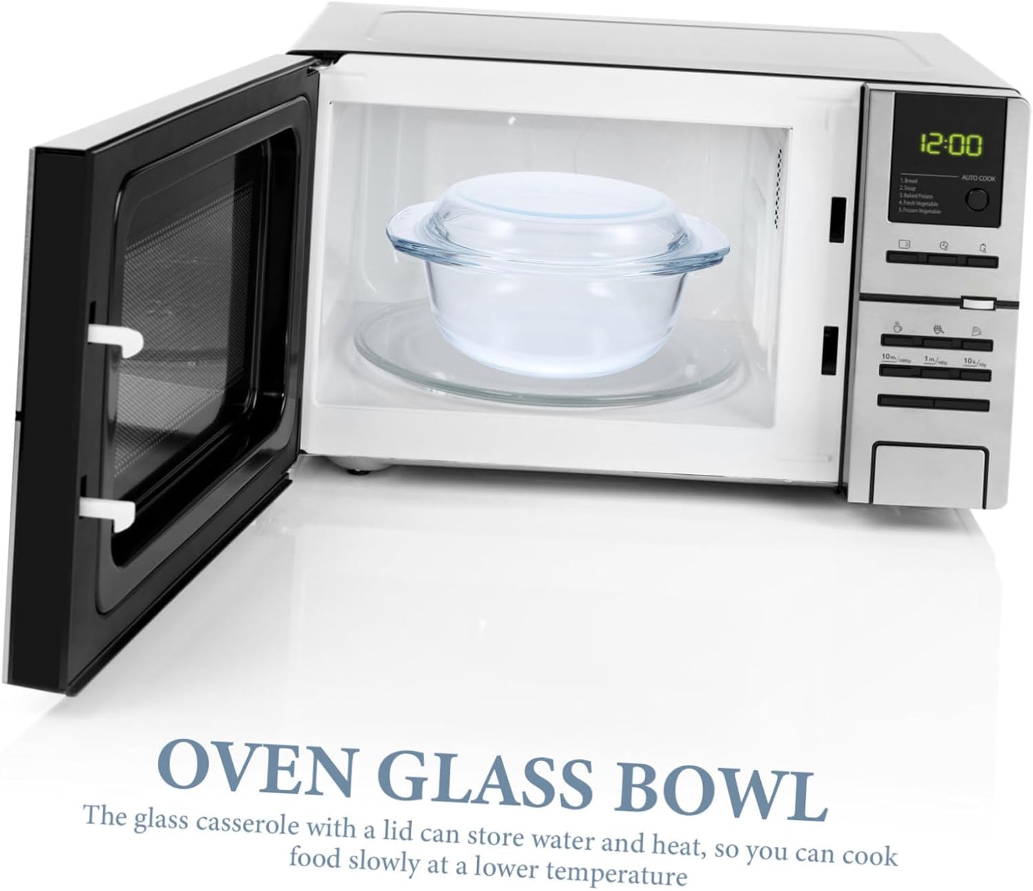 Microwave Safe Glass Casserole Bowl with Lid Round Glass Cookware for Home Kitchen for Baking Steaming and Serving