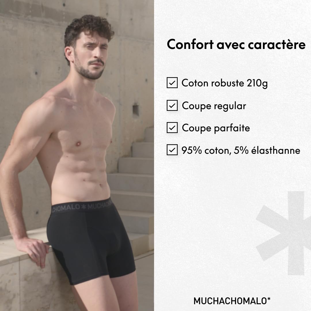Muchachomalo Boxer da Uomo, Biancheria Intima da Uomo in Cotone Tinta Unita, Multipack da 6 Pezzi, Boxer con vestibilità Classica, con Fascia Elastica in Vita