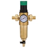 Hyuduo Brass Water Pressure Regulator, Space Saving Design with Washable Filter Cloth for Residential Water Supply Systems, Stainless Steel Filter and Easy Adjustment Knob (1/2 inch (DN15))