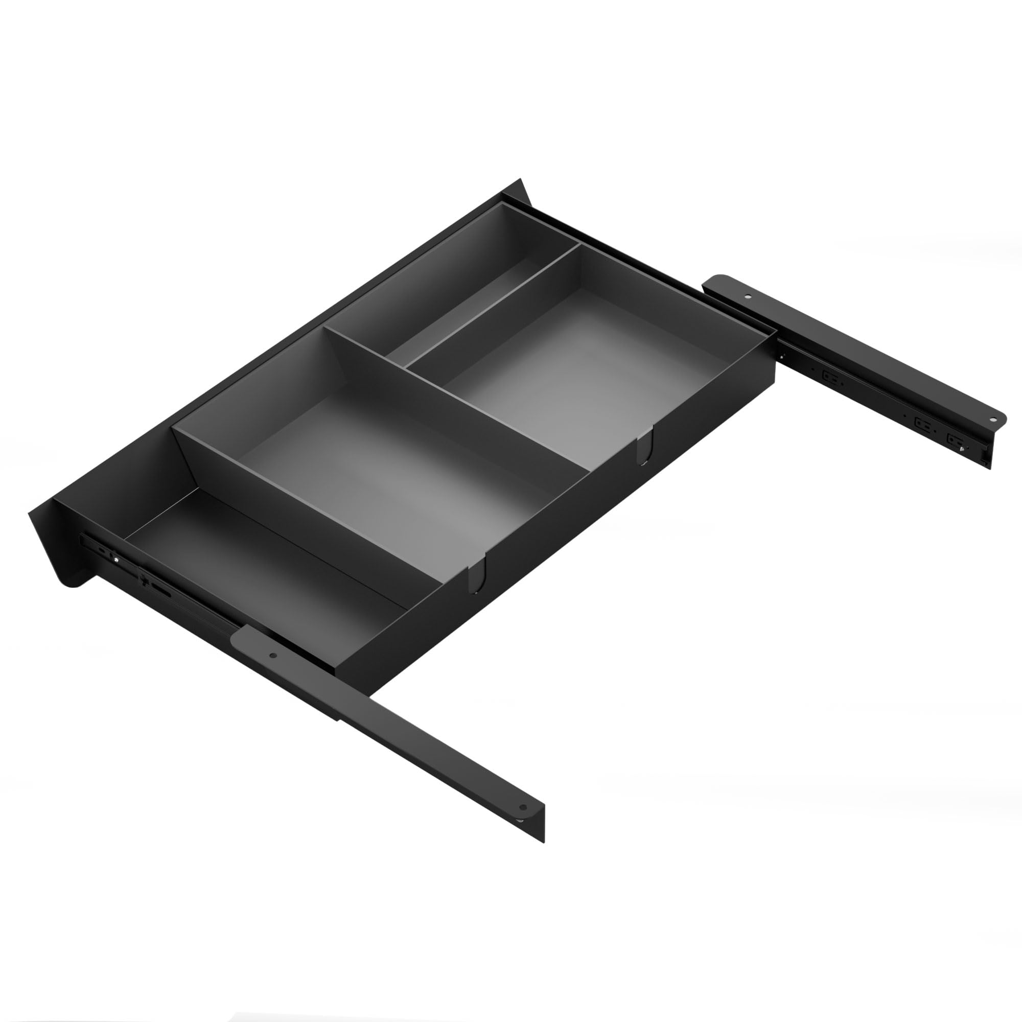 Under Desk Drawer with Removable Tray, 22.4" Wide 2-in-1 Organizer – 60° Ergonomic Tilt, 4-Compartment Insert for Pens, Phones &amp; Cables, Ball Bearing Slides, for Home Office &amp; Student Desk