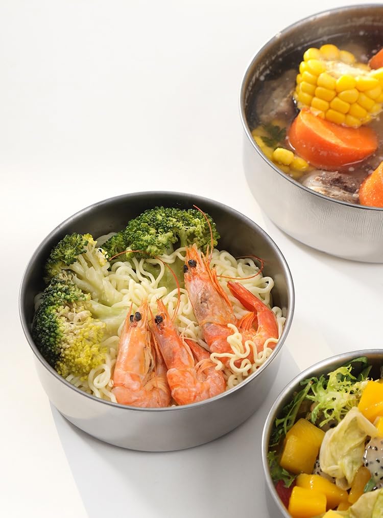 Cykorxicc - 6 Recipientes Grandes De Acero Inoxidable Con Tapas