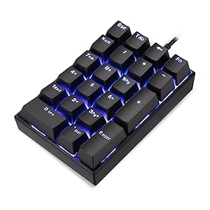MOTOSPEED K23 Mechanical Numeric Keypad Red Switch Wired 21 Keys Mini Numpad Portable Gaming Keypad Extended Layout for Cashier
