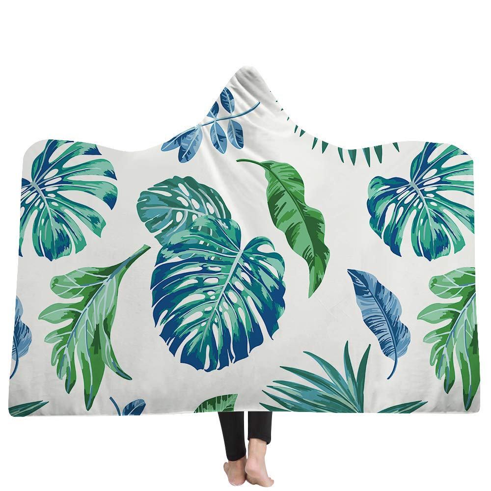 Couverture à capuche 3D plante tropicale et plaid de canapé doux 130 x 150cm