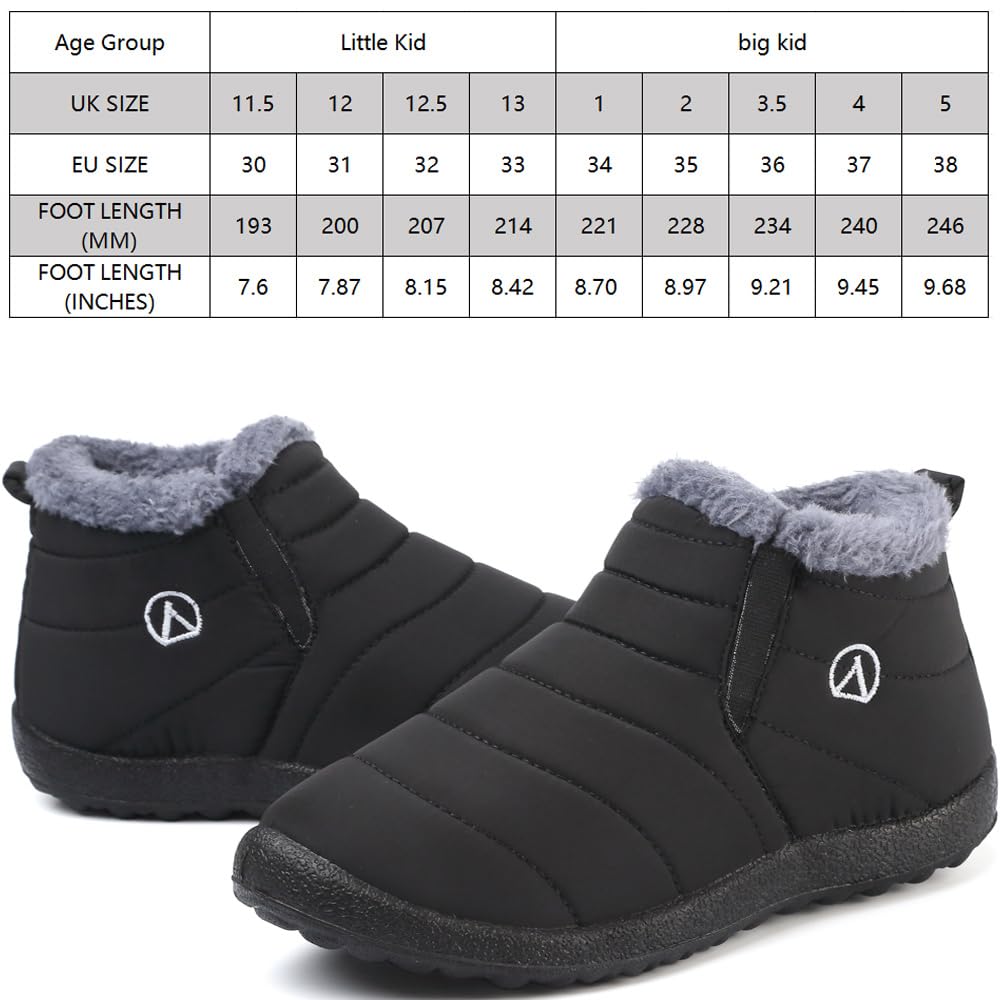 Bottes de Neige Fille Bottes Hiver Doublée De Fourrure Chaud Bottes Imperméable Confort Bottines Garçon Extérieur Antidérapant Chaussures de Marche