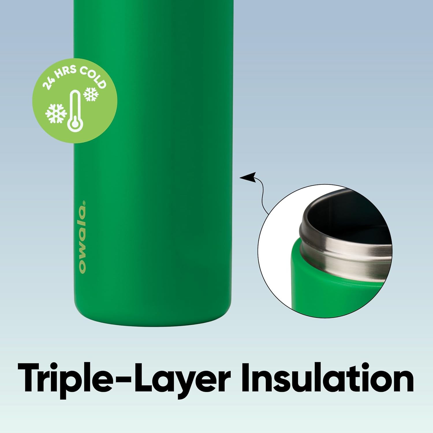 Owala FreeSip Insulated Stainless Steel Water Bottle with Straw, BPA-Free Sports Water Bottle, Great for Travel, 24 Oz, Putting Green - Image 4