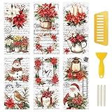 Photo Gallery wandic 6 fogli di adesivi a tema natalizio con fiori, per casa, feste, fai da te, scrapbooking, foto, mobili, 15 x 30 cm Photo Gallery wandic 6 fogli di adesivi a tema natalizio con fiori, per casa, feste, fai da te, scrapbooking, foto, mobili, 15 x 30 cm