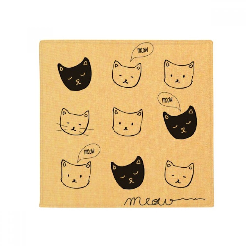 Tapis antidérapant chat meow de salle de bain carré absorbant en polyester filé