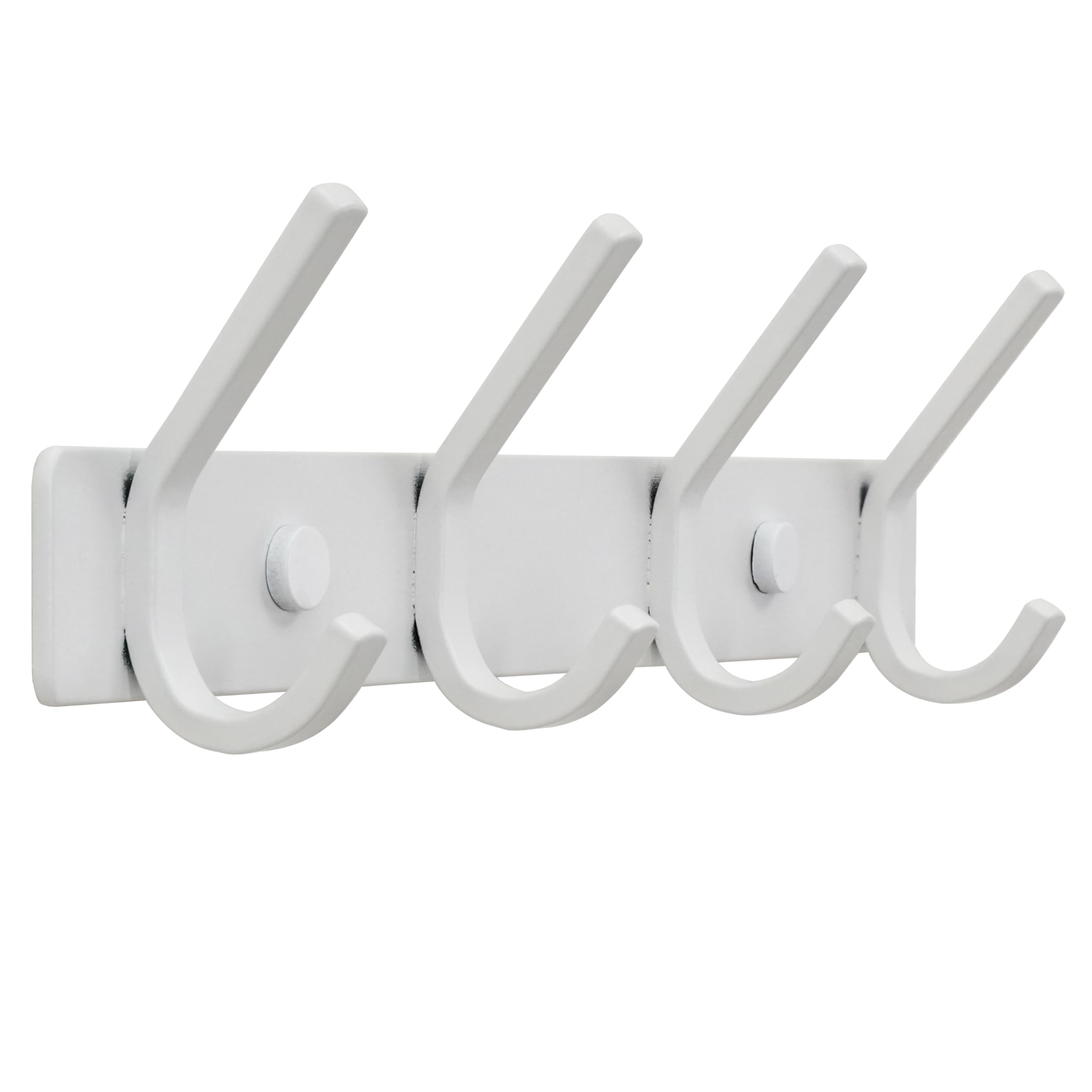HONSKY Wall Coat Rack, Towel Rack, 17.5cm Metal Wall Coat Hanger with 4 Double Hooks (8 Single Hooks),for Hanging Coat, Hat, Bag, Towel, in Hallway Entryway Bathroom,White