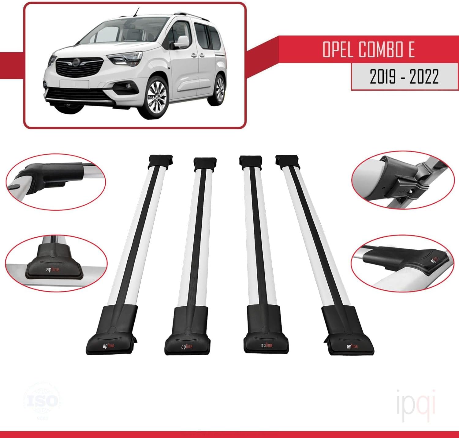 Compatible with Opel Combo E 2019-2022 FLY Model Car Roof Rack Cross Bar Grey Aluminium 4 Bars
