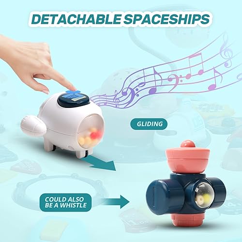 Miniatura 8 de CUTE STONE Mesa de actividades 2 en 1 para bebé con luz nocturna mesa musical de aprendizaje juguetes educativos juguetes musicales para bebés