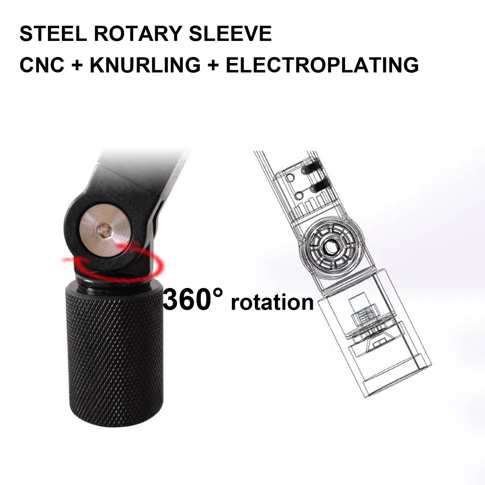 Wandmontage Föhn Halterung, Fönhalter, Ganzmetall, 360° Drehbar, Verstellbarer arm, Klebe/Bohrmontagemöglichkeiten, Geeignet for Badezimmer(Black)