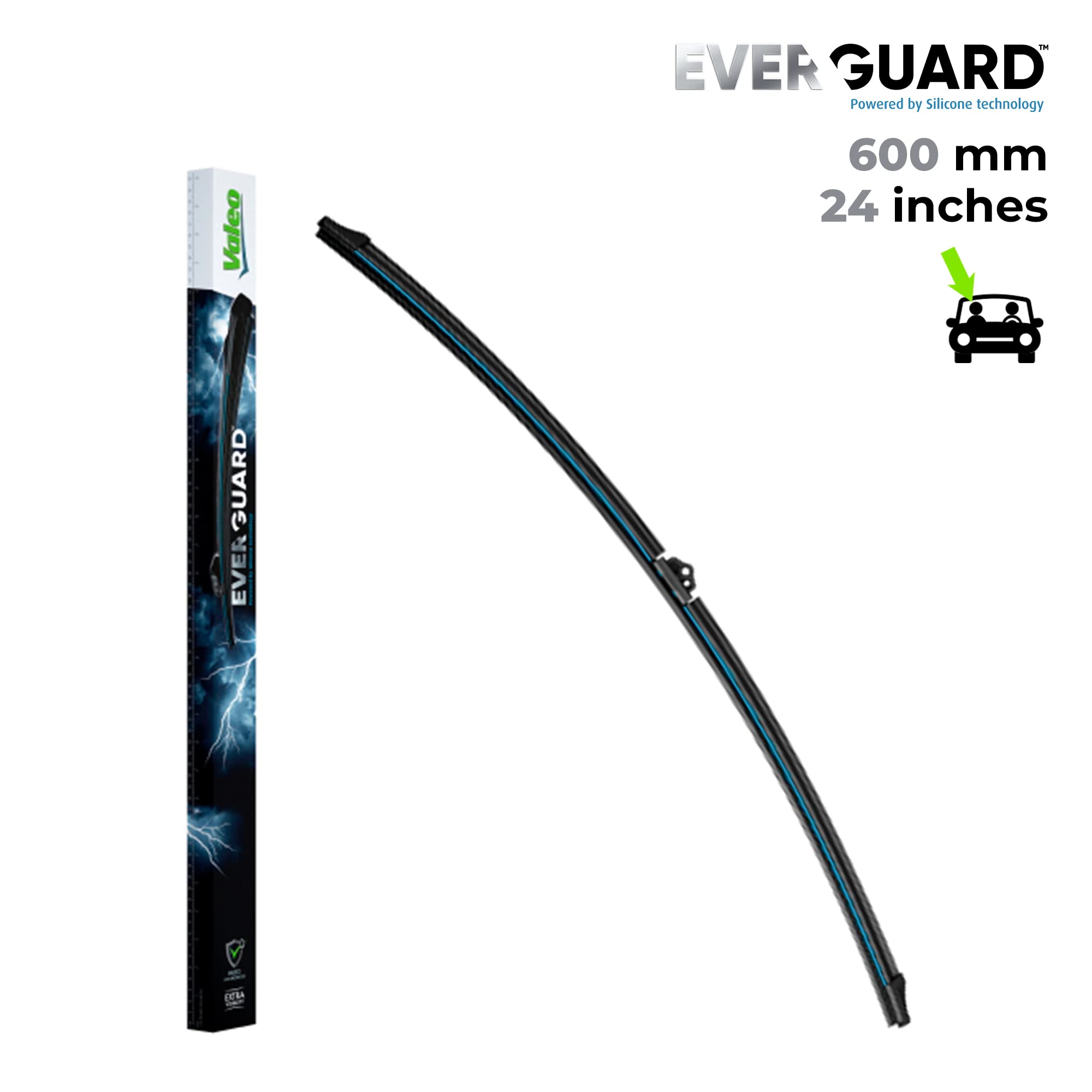 VALEO EVERGUARD - Premium - Kit de Escobillas Limpiaparabrisas Con Laminas de Silicona VSF65 + VSF60 - Longitudes: 650mm + 600mm - Escobillas Delanteras (Paquete de 2)