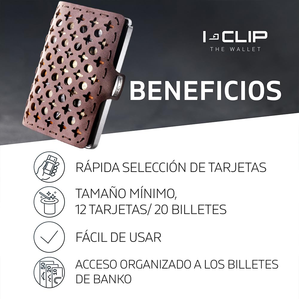 I-CLIP Original Silver Monedero Mujer, marrón, S, Moderno