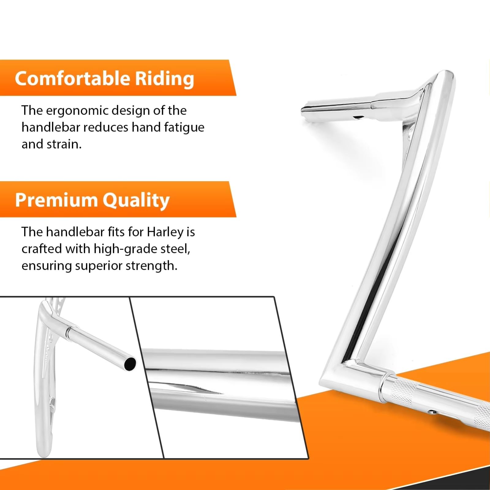 Manillar de Motocicleta de 12" con elevación Tipo Ape Hanger para Harley 1994 Touring Road King/Road Glide Sportster Softail 883 1200 Dyna(14 Inch Black)