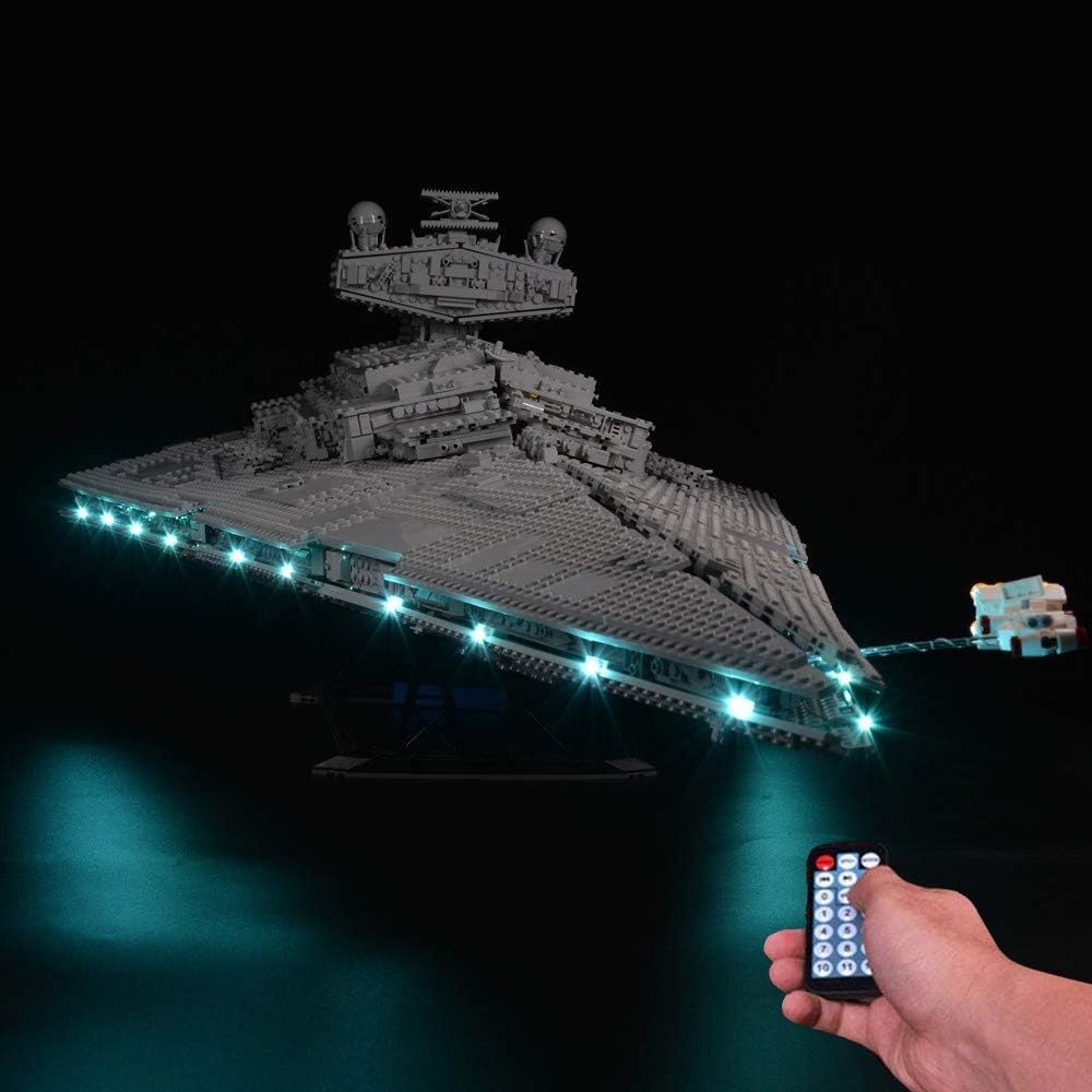 T-Club Upgrade RC LED Lighting Kit for Lego Imperial Star Destroyer 75252, Light Kit Compatible with Lego 75252 (Building Block Set Not Include) (with Remote Control)