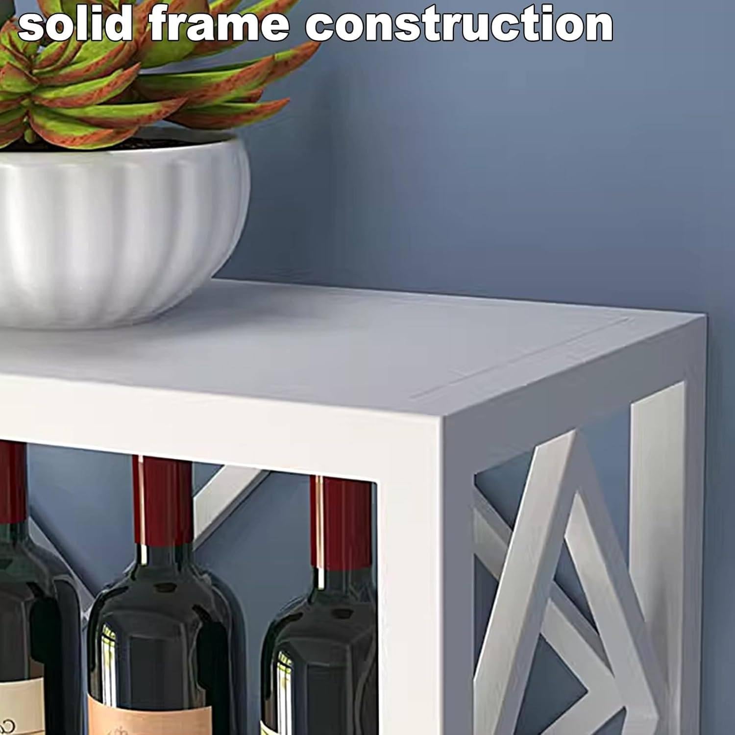 Wall Mounted Wine Rack with Glass Holder and Storage Shelves White 60 * 25 * 45CM