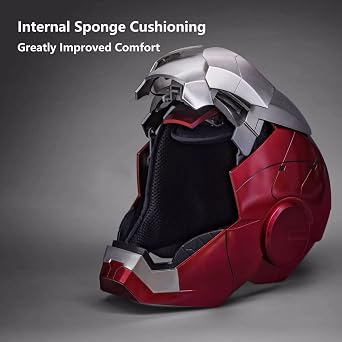 MARVEL Legend Iron Man Mk5 Electronic Helmet Jarvis 1:1 Wearable English Voice Control Electric Opening and Closing Mask with Touch Sensor Avengers Movie Role-playing Halloween Cosplay, Red