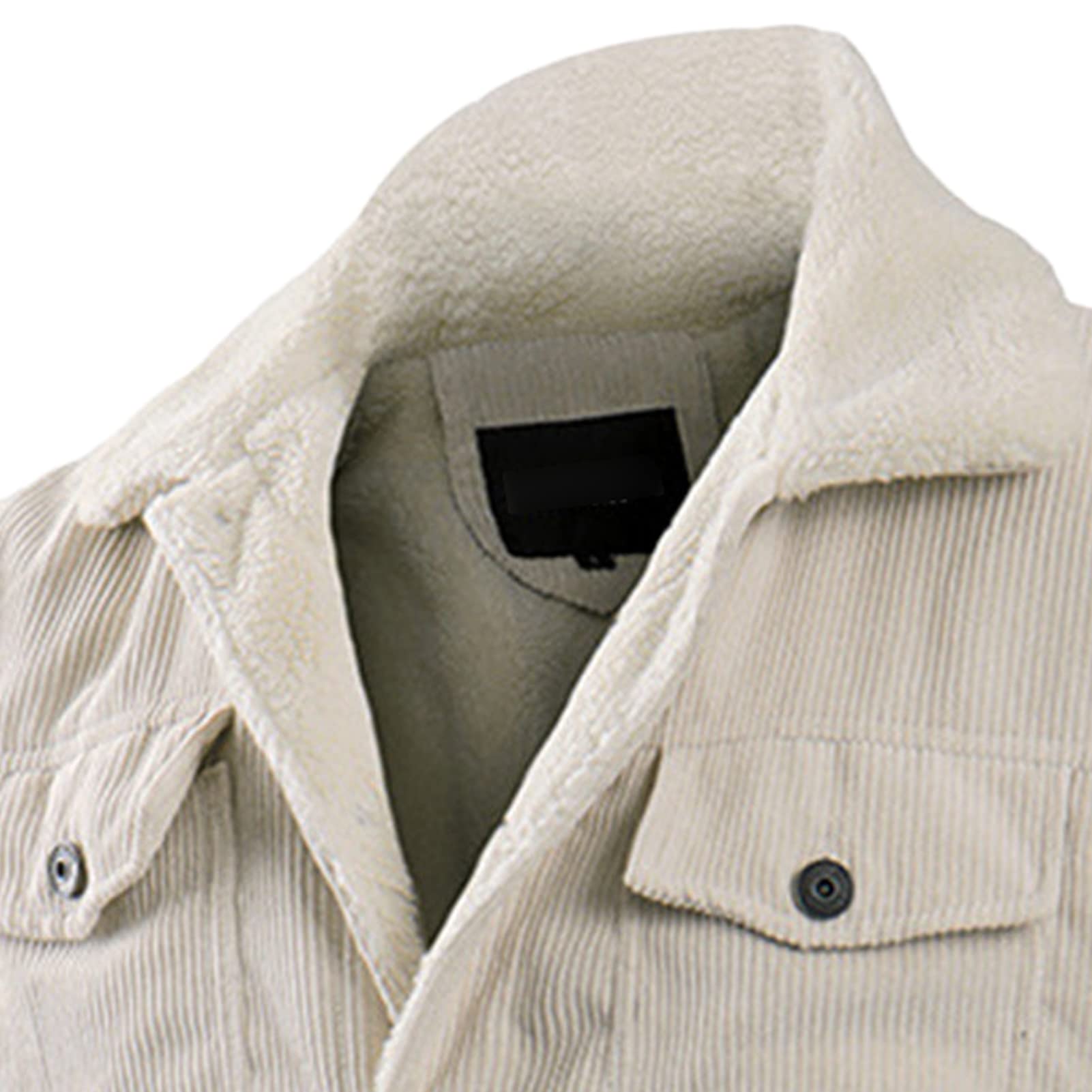 Chaqueta de pana con forro polar Sherpa para hombre, estilo vintage, casual, con botones, de algodón grueso, cálido, para invierno