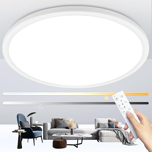 Miniatura 1 de Lámparas LED de techo regulables con control remoto, 15.4 pulgadas, ultrafina y moderna, montaje empotrado, 36 W, 4500 LM, con luz nocturna, para