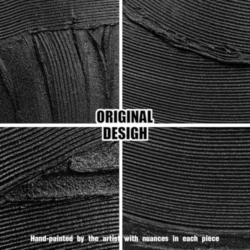 Hand-Painted Minimalist Textured Abstract Black Wall Art for Living Room by DNIEOTU - Used condition - Image 4