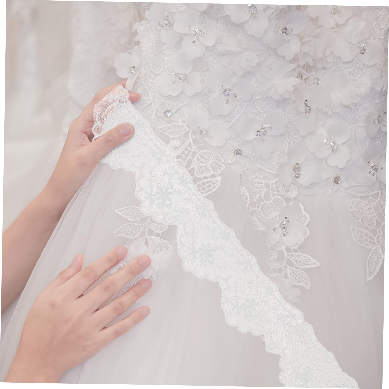 SHINEOFI 3rollos Encaje De Raso Bordado Para Vestidos De Novia y Lencería Yardas De Trim Elegante Para Proyectos De Bricolaje Material De Costura Decorativo