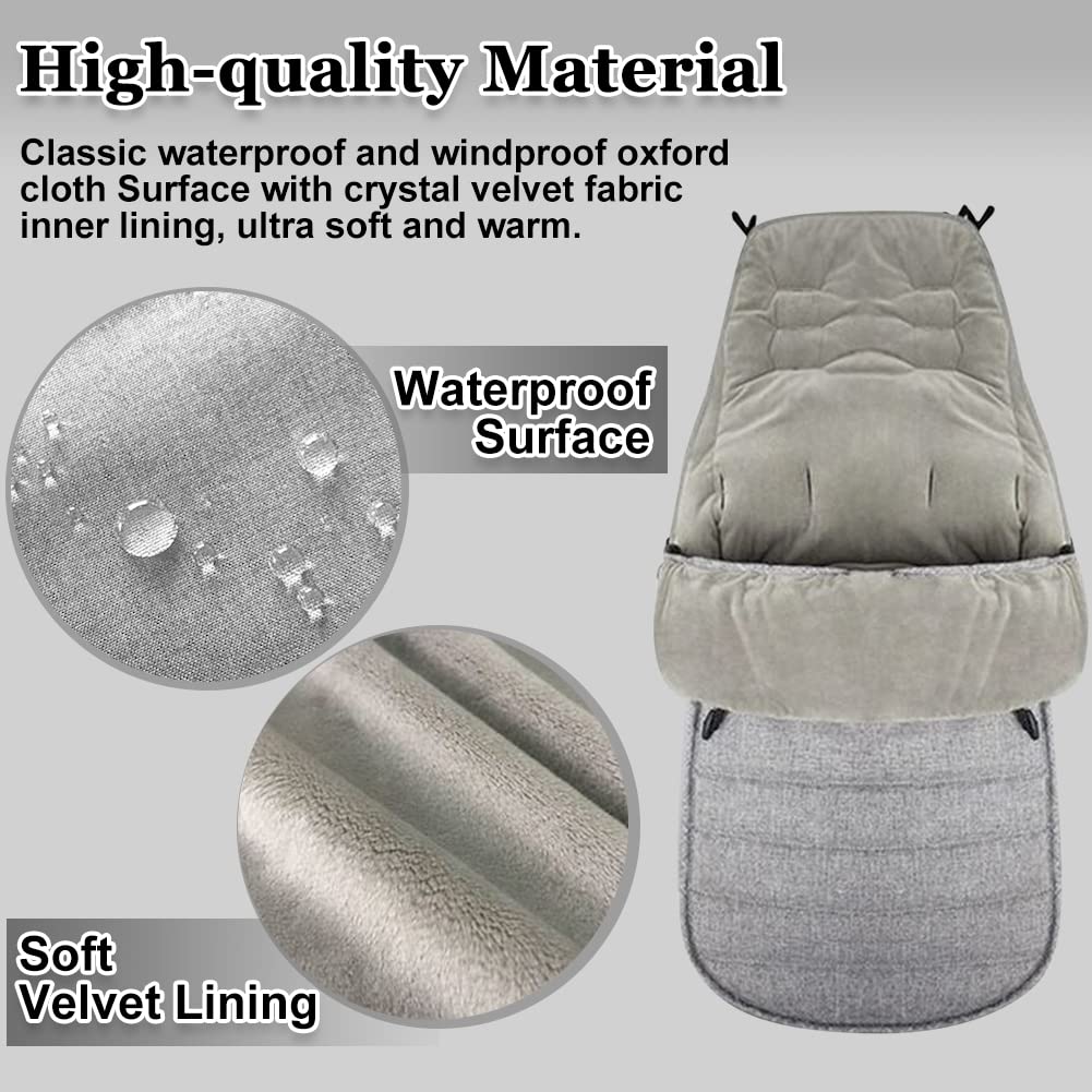 Xifamniy Toddler Multi-Use Water Proof Oudtoor Universal Stroller Bunting Bag, Winter Baby Warm Stroller Bunting Bag, Suit for 0-12M（Grey Velvet） : Baby